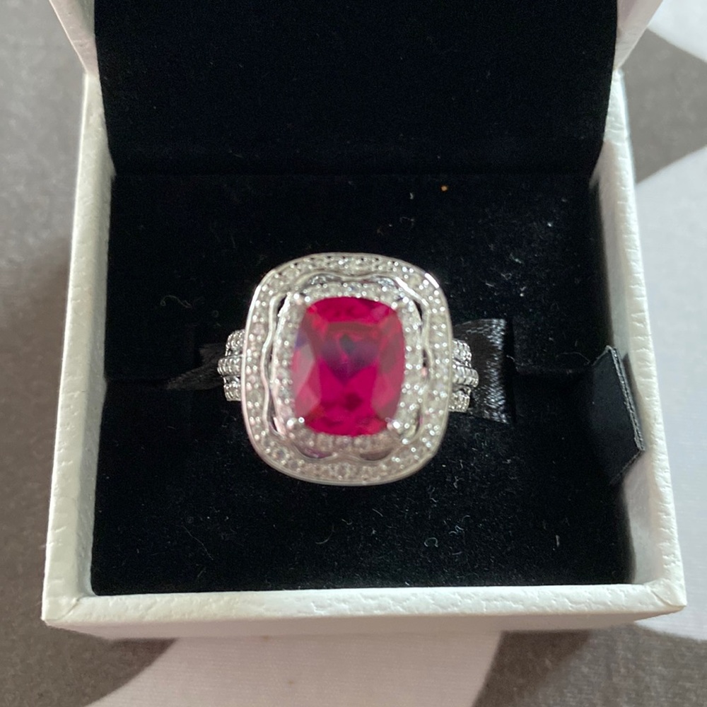 925 Silver Ruby Ring - Picture 1 of 5
